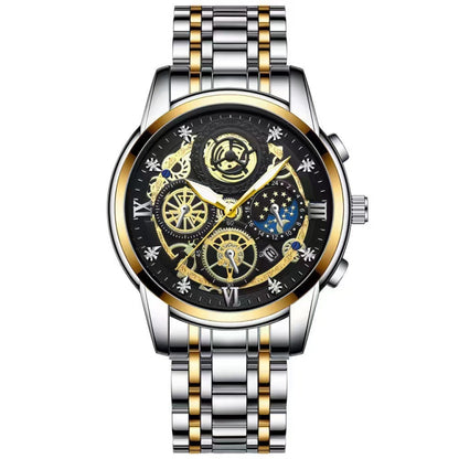 BINBOND 4010 Montre à Quartz Multifonction Étanche Lumineuse et Creuse