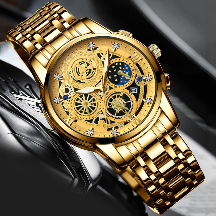 BINBOND 4010 Montre à Quartz Multifonction Étanche Lumineuse et Creuse