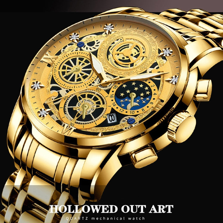 BINBOND 4010 Montre à Quartz Multifonction Étanche Lumineuse et Creuse