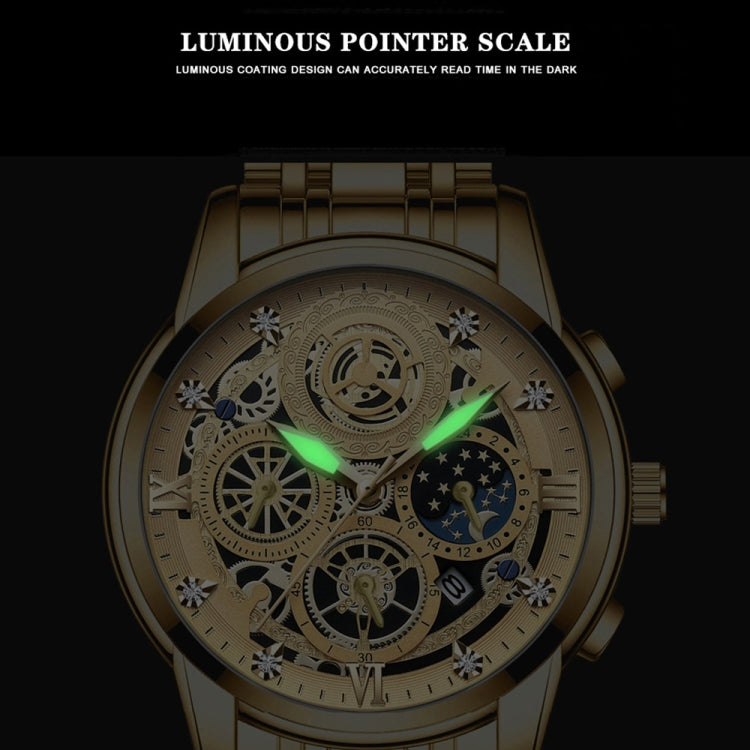 BINBOND 4010 Montre à Quartz Multifonction Étanche Lumineuse et Creuse
