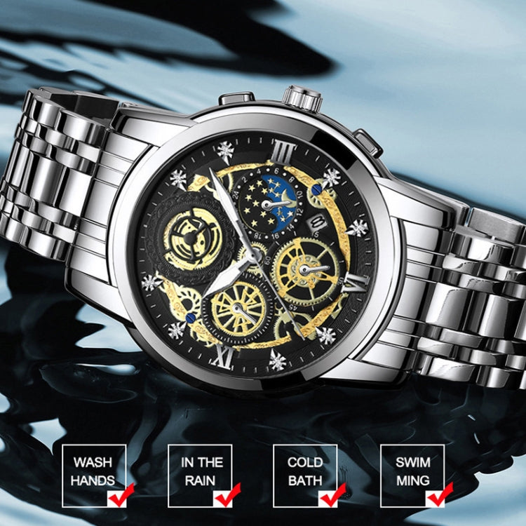 BINBOND 4010 Montre à Quartz Multifonction Étanche Lumineuse et Creuse