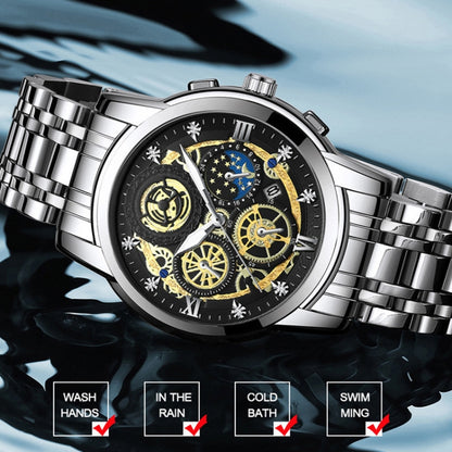 BINBOND 4010 Montre à Quartz Multifonction Étanche Lumineuse et Creuse
