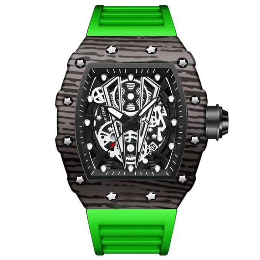 Montre de sport à quartz BINBOND B6577, boîtier tonneau, étanche à 30 m, boîtier en quartz, boîtier cylindrique.