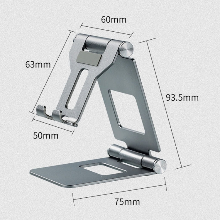 Support de téléphone portable double pliant en alliage d'aluminium Z10A pour tablette de bureau, Z10A Gris, Z10A Noir, Z10A Argent