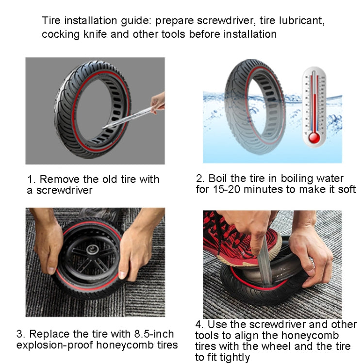 Pneu plein alvéolé 8 pouces pour trottinette électrique Xiaomi M365/M365 Pro/1S/Pro2/Essential, alvéolé rouge, alvéolé bleu, alvéolé jaune, alvéolé noir