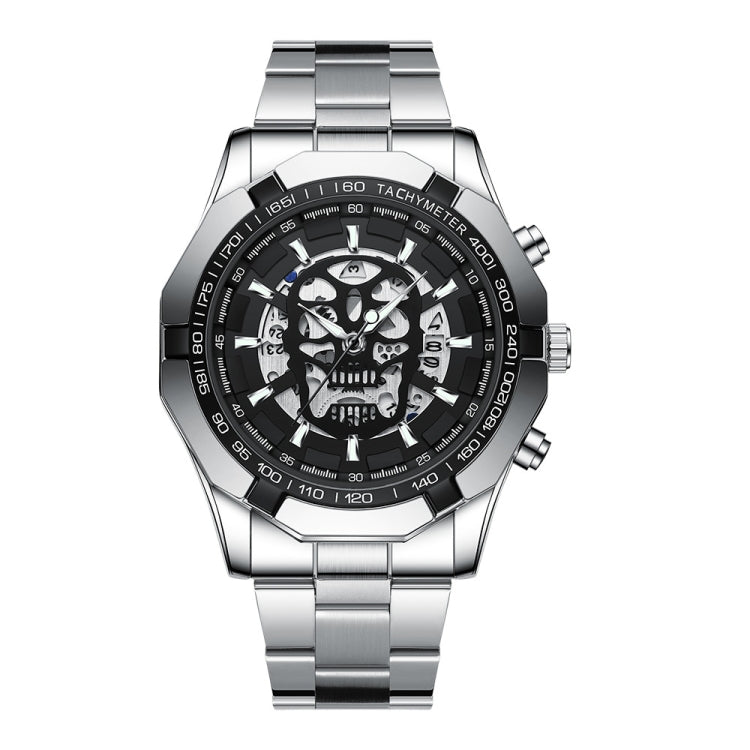 BINBOND S034 Montre à Quartz Étanche 30M Squelette Crâne Lumineuse