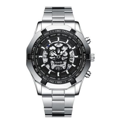 BINBOND S034 Montre à Quartz Étanche 30M Squelette Crâne Lumineuse