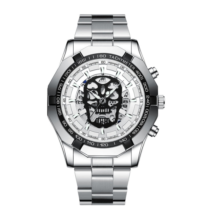 BINBOND S034 Montre à Quartz Étanche 30M Squelette Crâne Lumineuse