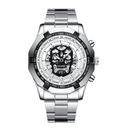 BINBOND S034 Montre à Quartz Étanche 30M Squelette Crâne Lumineuse