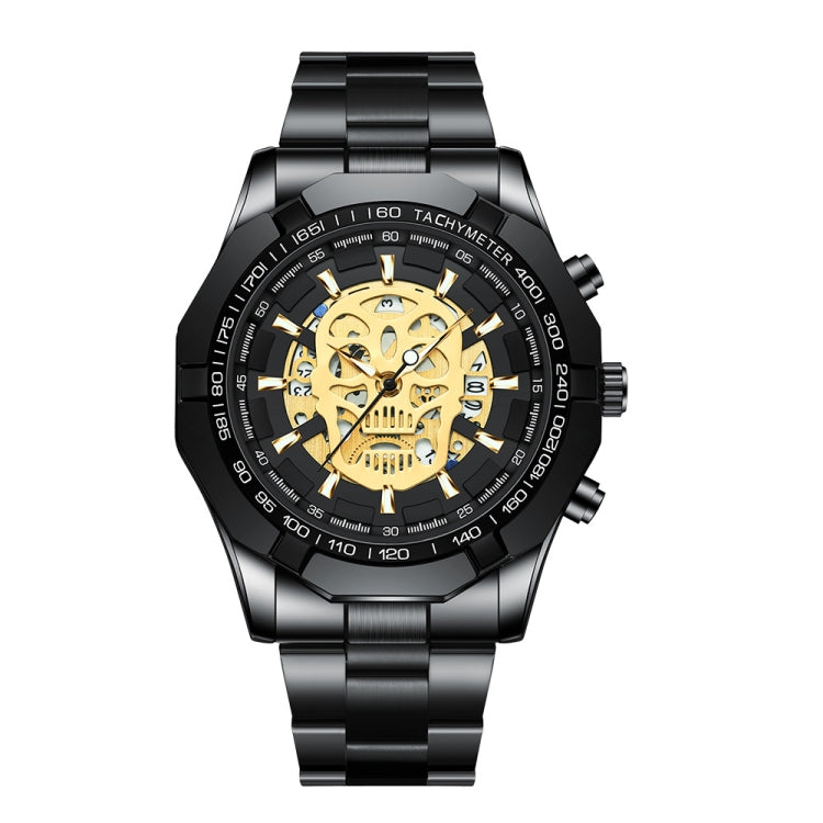 BINBOND S034 Montre à Quartz Étanche 30M Squelette Crâne Lumineuse