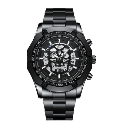 BINBOND S034 Montre à Quartz Étanche 30M Squelette Crâne Lumineuse