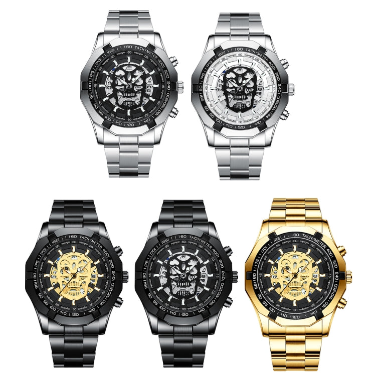 BINBOND S034 Montre à Quartz Étanche 30M Squelette Crâne Lumineuse