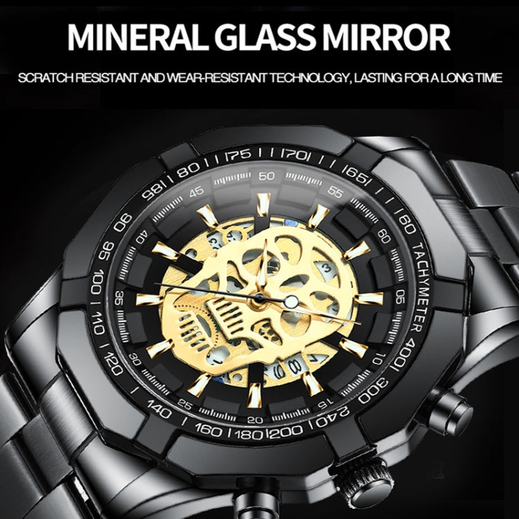 BINBOND S034 Montre à Quartz Étanche 30M Squelette Crâne Lumineuse