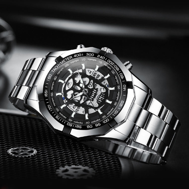BINBOND S034 Montre à Quartz Étanche 30M Squelette Crâne Lumineuse