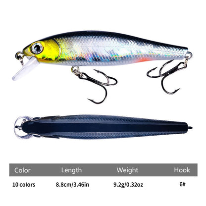 HENGJIA MI160 8.8cm 9g Flottant Leurre Minnow, 1, 2, 3, 4, 5, 6, 7, 8, 9, 10, 10 Couleurs, Boîte de 10 Couleurs