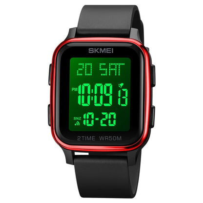 SKMEI 1858 Quadratische Wasserdichte Digitaluhr mit Dual-Display und LED-Leuchtanzeige, 1858 Rot, 1858 Blau, 1858 Schwarz, 1858 Roségold