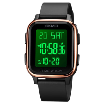 SKMEI 1858 Quadratische Wasserdichte Digitaluhr mit Dual-Display und LED-Leuchtanzeige, 1858 Rot, 1858 Blau, 1858 Schwarz, 1858 Roségold