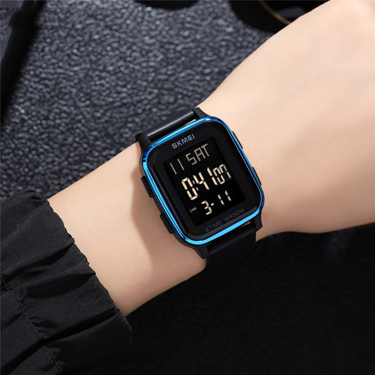 SKMEI 1858 Quadratische Wasserdichte Digitaluhr mit Dual-Display und LED-Leuchtanzeige, 1858 Rot, 1858 Blau, 1858 Schwarz, 1858 Roségold