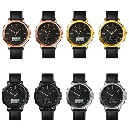 SKMEI 1652 Dual Movement Sports Leather Alloy Male Watch, Rose Gold Shell White Machine, Rose Gold Shell Black Machine, Gold Shell White Machine, Gold Shell Black Machine, Black Shell White Machine, Black Shell Black Machine, Silver Shell White Machine...