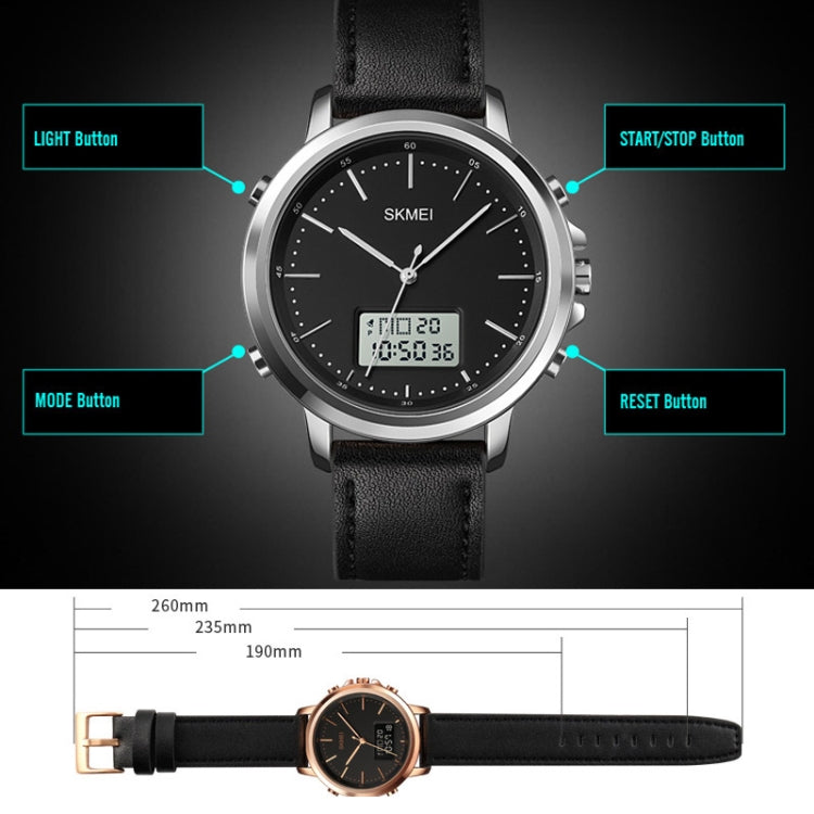 SKMEI 1652 Dual Movement Sports Leather Alloy Male Watch, Rose Gold Shell White Machine, Rose Gold Shell Black Machine, Gold Shell White Machine, Gold Shell Black Machine, Black Shell White Machine, Black Shell Black Machine, Silver Shell White Machine...