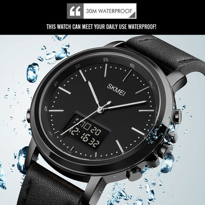SKMEI 1652 Dual Movement Sports Leather Alloy Male Watch, Rose Gold Shell White Machine, Rose Gold Shell Black Machine, Gold Shell White Machine, Gold Shell Black Machine, Black Shell White Machine, Black Shell Black Machine, Silver Shell White Machine...