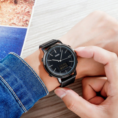 SKMEI 1652 Dual Movement Sports Leather Alloy Male Watch, Rose Gold Shell White Machine, Rose Gold Shell Black Machine, Gold Shell White Machine, Gold Shell Black Machine, Black Shell White Machine, Black Shell Black Machine, Silver Shell White Machine...