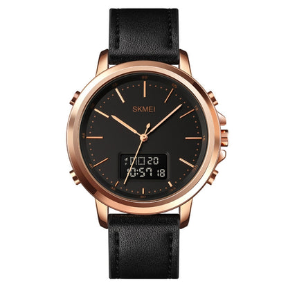 SKMEI 1652 Dual Movement Sports Leather Alloy Male Watch, Rose Gold Shell White Machine, Rose Gold Shell Black Machine, Gold Shell White Machine, Gold Shell Black Machine, Black Shell White Machine, Black Shell Black Machine, Silver Shell White Machine...