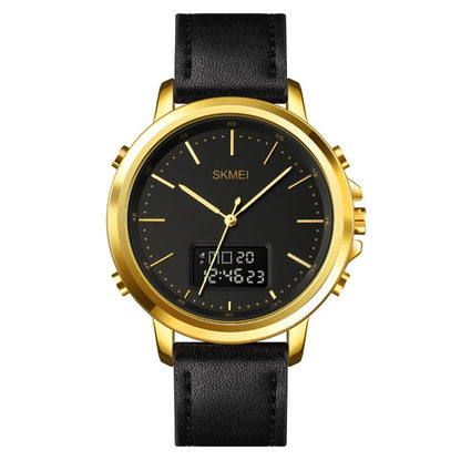 SKMEI 1652 Dual Movement Sports Leather Alloy Male Watch, Rose Gold Shell White Machine, Rose Gold Shell Black Machine, Gold Shell White Machine, Gold Shell Black Machine, Black Shell White Machine, Black Shell Black Machine, Silver Shell White Machine...