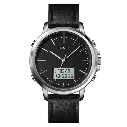 SKMEI 1652 Dual Movement Sports Leather Alloy Male Watch, Rose Gold Shell White Machine, Rose Gold Shell Black Machine, Gold Shell White Machine, Gold Shell Black Machine, Black Shell White Machine, Black Shell Black Machine, Silver Shell White Machine...