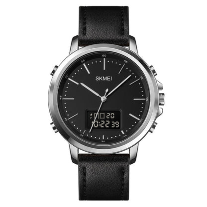 SKMEI 1652 Dual Movement Sports Leather Alloy Male Watch, Rose Gold Shell White Machine, Rose Gold Shell Black Machine, Gold Shell White Machine, Gold Shell Black Machine, Black Shell White Machine, Black Shell Black Machine, Silver Shell White Machine...