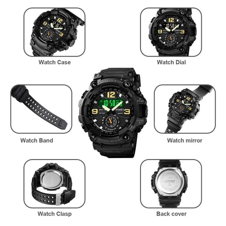 SKMEI 1637 Montre Homme de Sport à Affichage Numérique, Antichoc, en Plastique, Grand Cadran, Noir, Vert Armée, Camouflage Bleu, Camouflage Vert Armée, Gris Noir