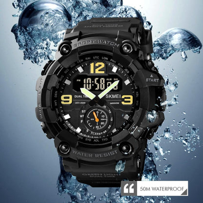 SKMEI 1637 Sports Digital Display Outdoor Shockproof Plastic Large Dial Men Watch, Army Green, Blue Camouflage, Army Green Camouflage, Gray Black