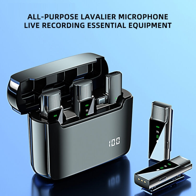 Digital Display Wireless Lavalier Microphone With Charging Compartment,Spec:, S16-S One To Two Black USB-C/Type-C Interface, S16 One To One Black 8 Pin Interface, S16-S One To Two Black 8 Pin Interface, S16-S One To Two  Yellow  USB-C/Type-C Interface ...