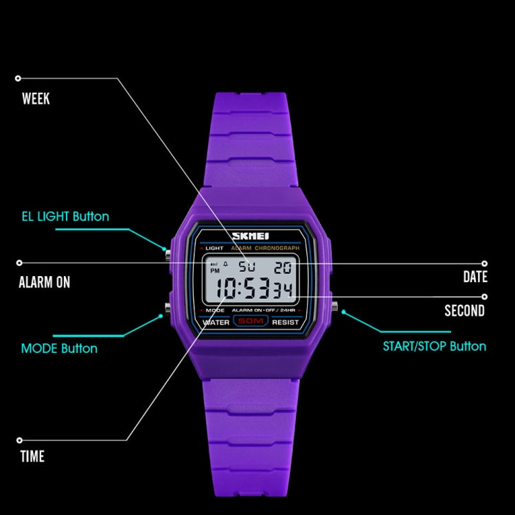 SKMEI 1460 Montre de Sport Fine, Lumineuse, Multifonctionnelle et Étanche pour Enfants