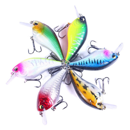 HENGJIA CB060 Leurre VIB Rock Little Fatty Flottant Faux Appâts 7cm 9.5g, 1, 2, 3, 4, 5, 6, 6 Couleurs, Boîte de 6 Couleurs