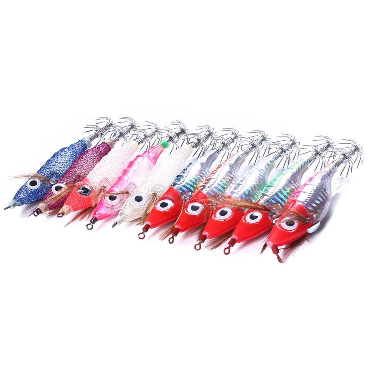 HENGJIA SJB012 Veilleuse Simulation Crevette Calmar Aiguille Pêche en mer Faux Appât, SJB012 (10 couleurs emballées)