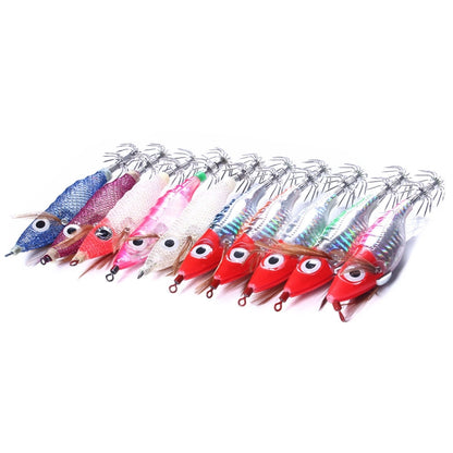 HENGJIA SJB012 Veilleuse Simulation Crevette Calmar Aiguille Pêche en mer Faux Appât, SJB012 (10 couleurs emballées)