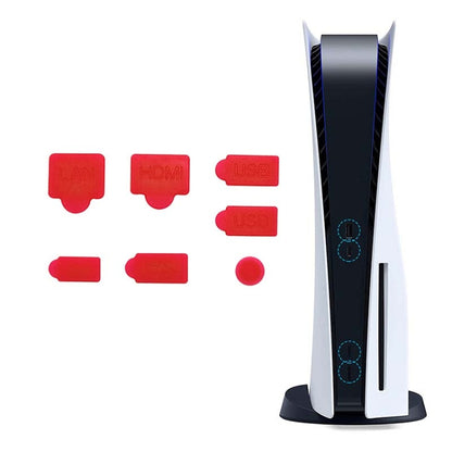 For PS5 2sets 7pcs/Set Dust Plug Silicone Dust Protector Anti-Dust Cover, White, Red, Blue, Black