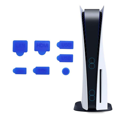For PS5 2sets 7pcs/Set Dust Plug Silicone Dust Protector Anti-Dust Cover, White, Red, Blue, Black
