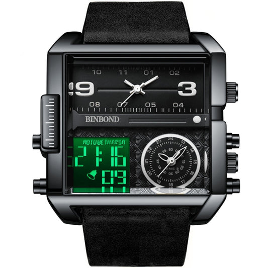 Montre de sport multifonctionnelle carrée BINBOND B3332 à quartz étanche