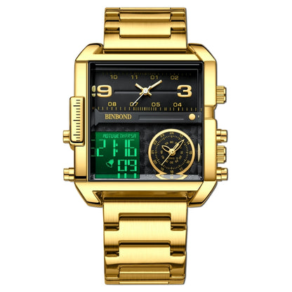 Montre BINBOND B3332 à quartz sport multifonction étanche de forme carrée