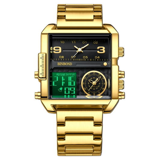 Montre de sport multifonctionnelle carrée BINBOND B3332 à quartz étanche