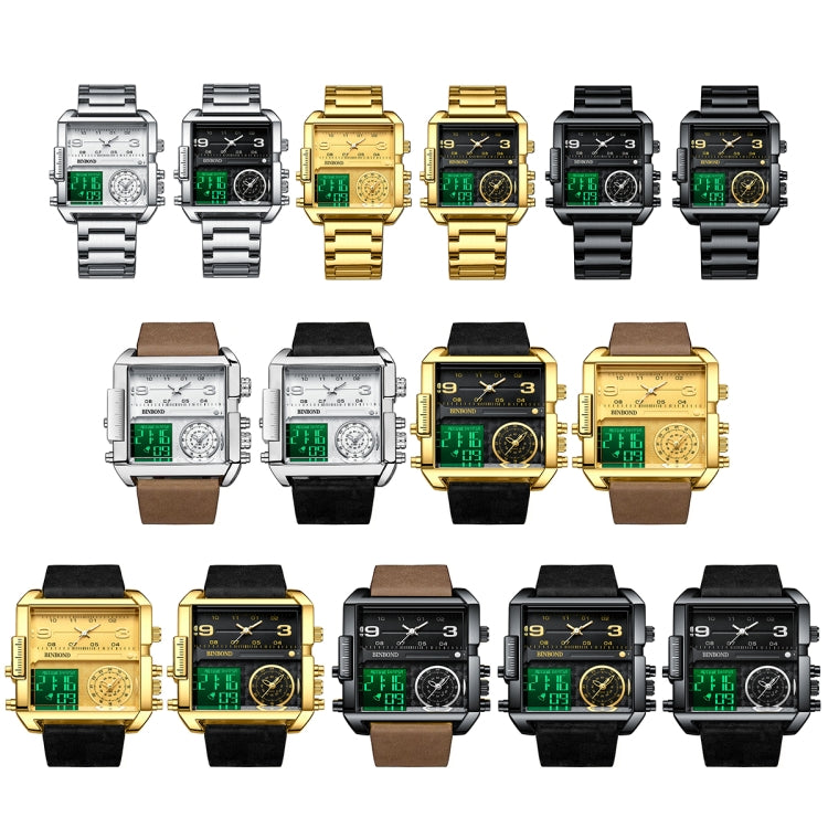 Montre BINBOND B3332 à quartz sport multifonction étanche de forme carrée