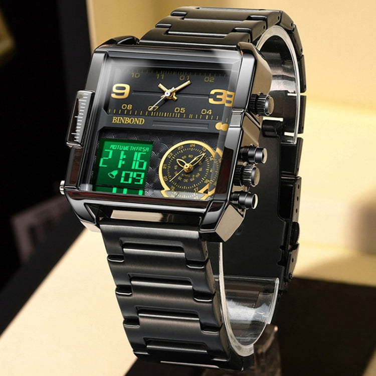 Montre BINBOND B3332 à quartz sport multifonction étanche de forme carrée