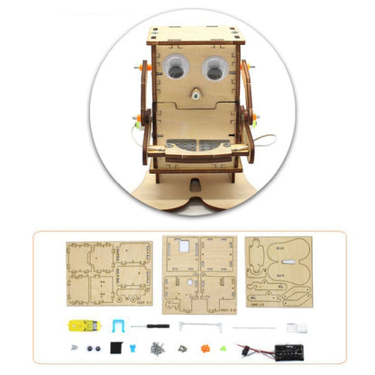 Robot Eating Coins Kids DIY Science Toy Educational Scientific Experiment Kit Wood Craft, Robot Eating Coins