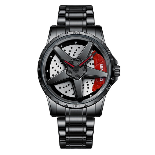 Montre homme multifonctionnelle BINBOND D002 avec cadran intégré au moyeu de voiture, étanche et résistante à l'usure