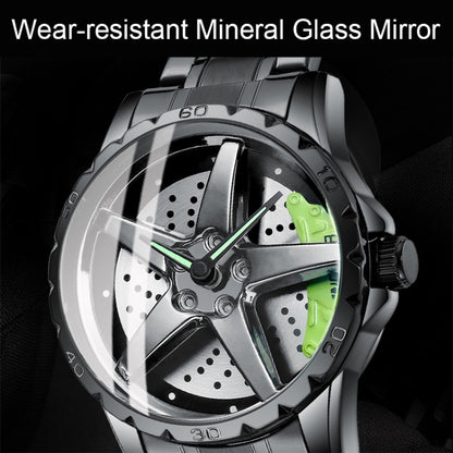 BINBOND D002 Montre Homme Multifonction Étanche et Résistante à l'Usure avec Cadran Type Moyeu de Roue