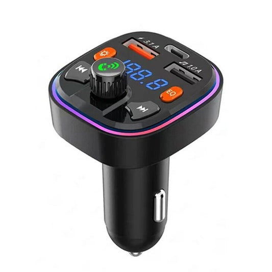 3.1A Chargeur de Voiture Bluetooth USB+PD Transmetteur FM de Voiture Éclairage Coloré, Q3, Q5, Q7