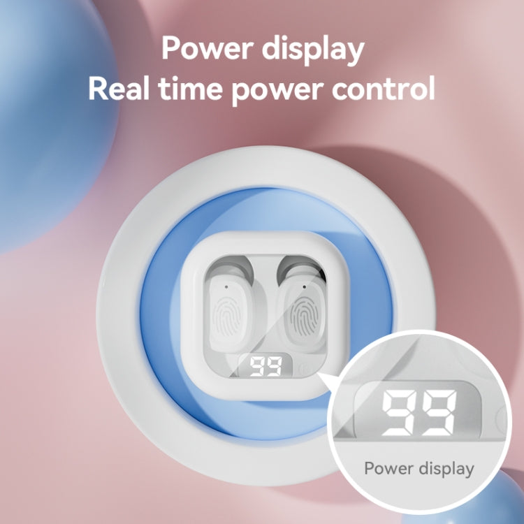 Écouteurs Bluetooth stéréo sans fil avec boîtier de charge, style : BY18 affichage numérique blanc