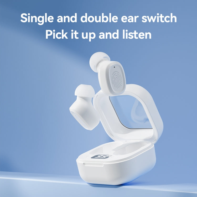 Écouteurs Bluetooth stéréo sans fil avec boîtier de charge, style : BY18 affichage numérique blanc